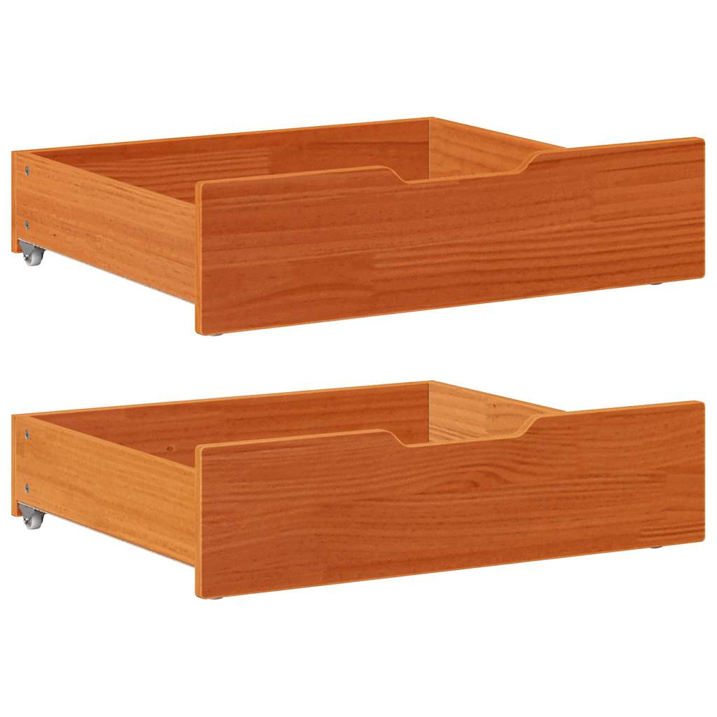Cajones debajo cama 2 uds madera maciza pino blanco 65x55x17 cm