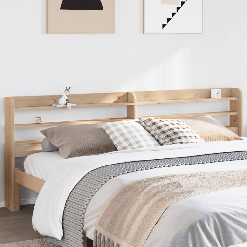 Cabecero de cama con estantes madera maciza de pino 100 cm