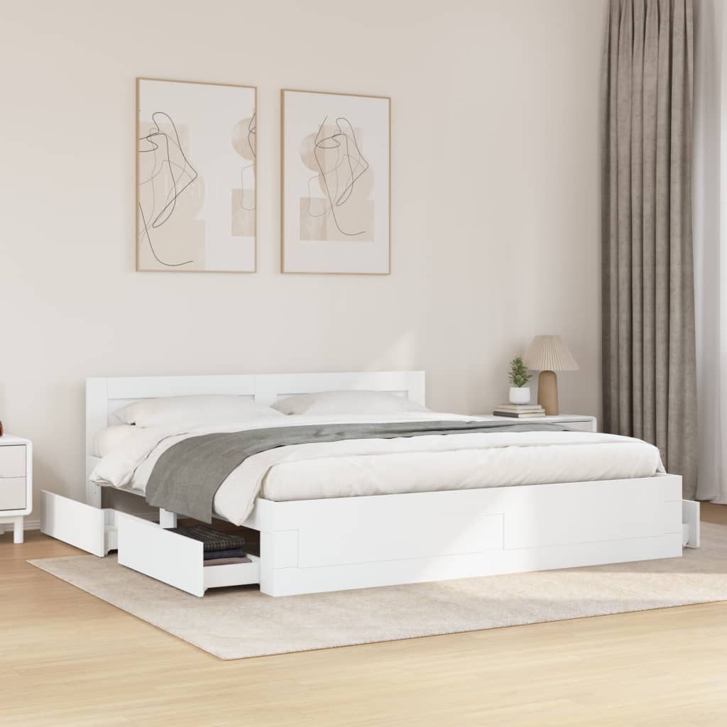 Estructura cama cabecero madera maciza pino blanco 180x200 cm