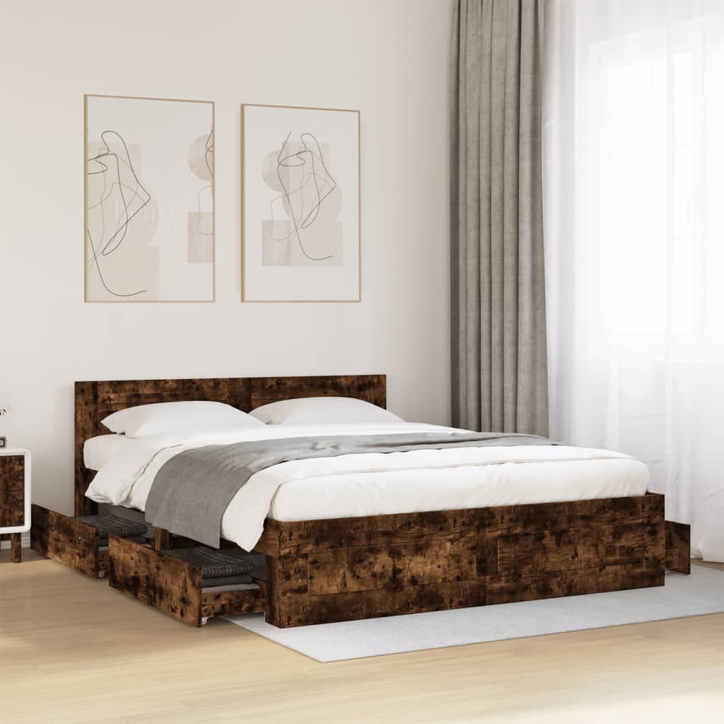Cama con cabecero madera de ingeniería gris hormigón 120x190 cm
