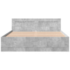 Cama con cabecero madera de ingeniería gris hormigón 150x200 cm