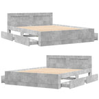 Cama con cabecero madera de ingeniería gris hormigón 150x200 cm