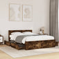 Cama con cabecero madera de ingeniería gris hormigón 150x200 cm