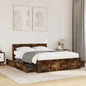 Cama con cabecero madera de ingeniería gris hormigón 150x200 cm