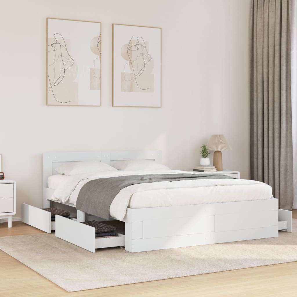 Cama sin colchón blanca 180x200 cm madera de ingeniería