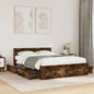 Cama con cabecero madera de ingeniería gris hormigón 150x200 cm