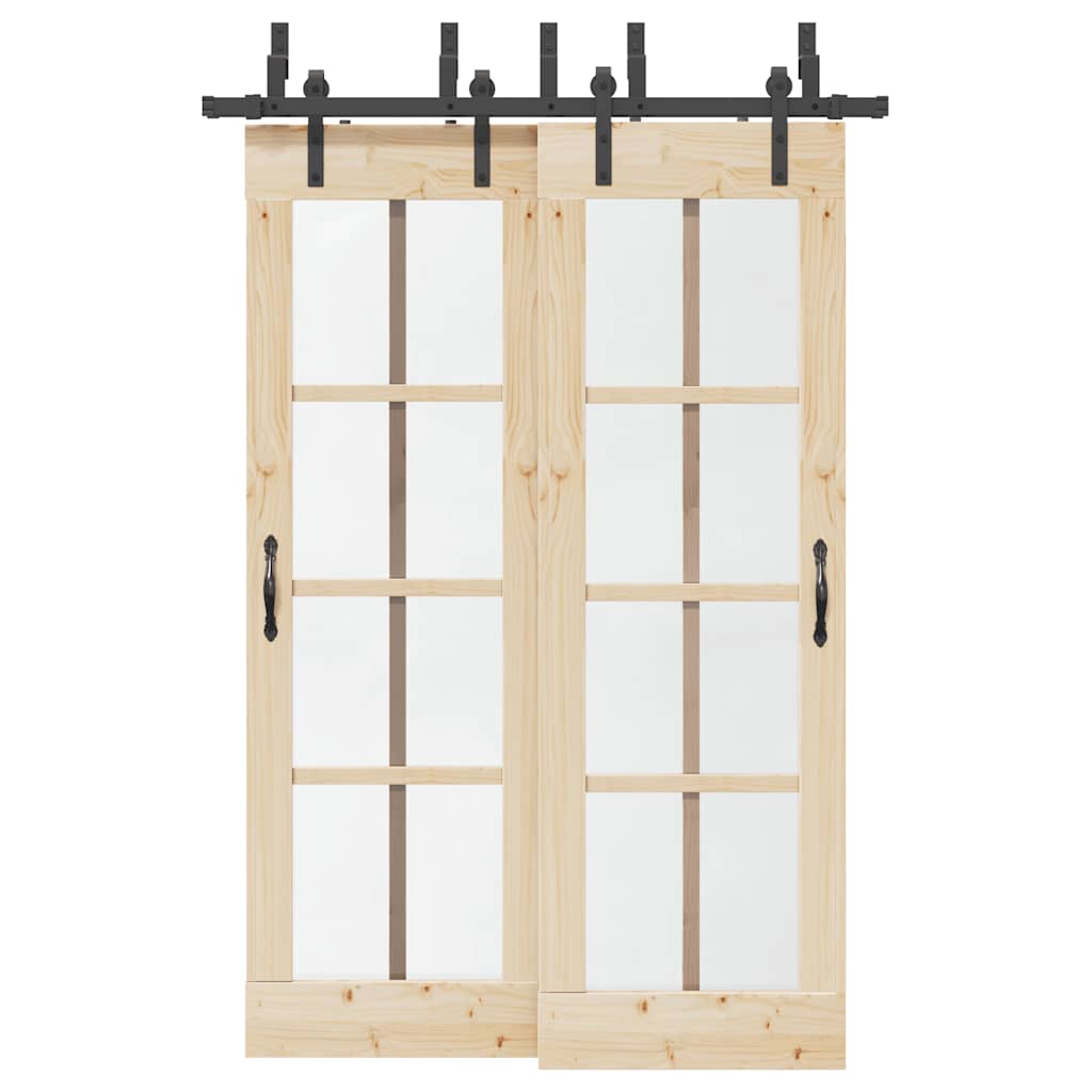 Kit de herrajes para puerta corredera 183 cm acero plateado