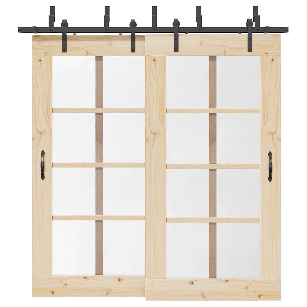 Kit de herrajes para puerta corredera 183 cm acero plateado