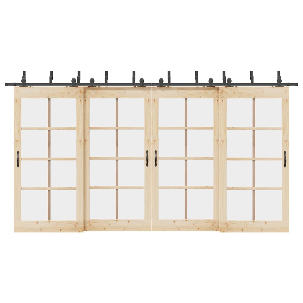 Kit de herrajes para puerta corredera 183 cm acero plateado