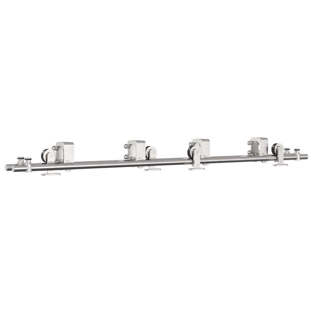 Kit de herrajes para puerta corredera 183 cm acero plateado