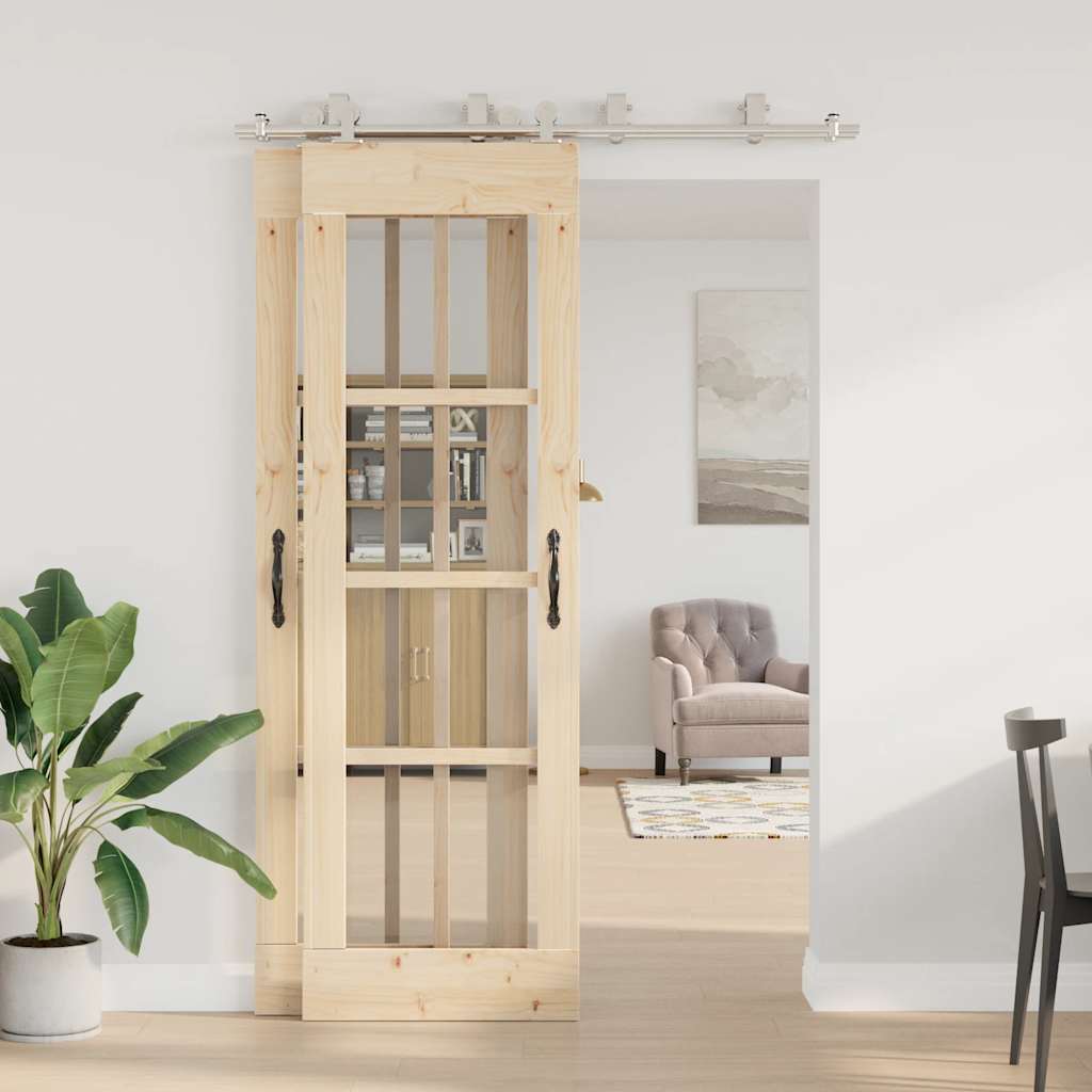Kit de herrajes para puerta corredera 183 cm acero plateado