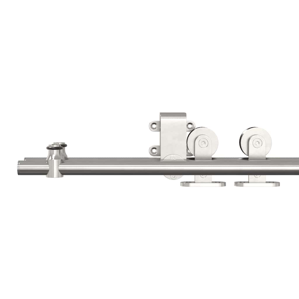 Kit de herrajes para puerta corredera 183 cm acero plateado