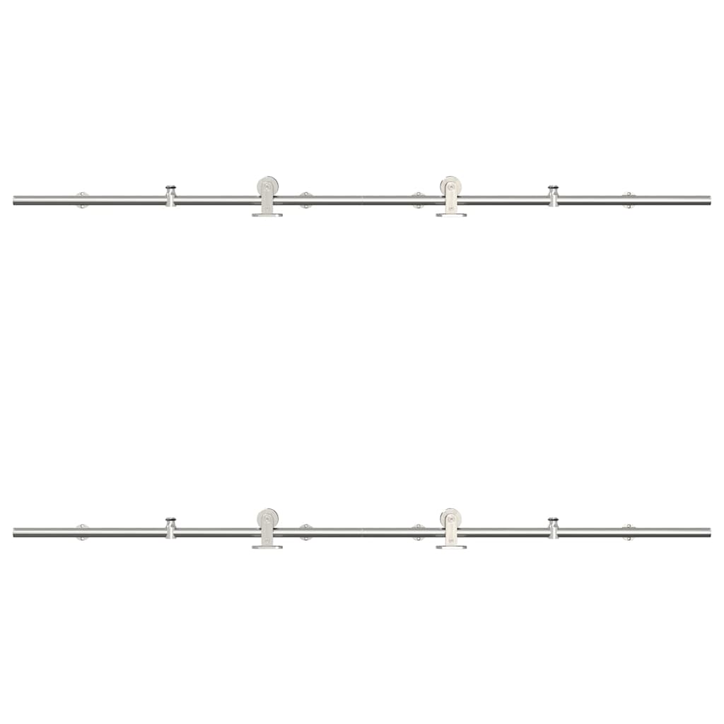Kit de herrajes para puerta corredera 183 cm acero plateado