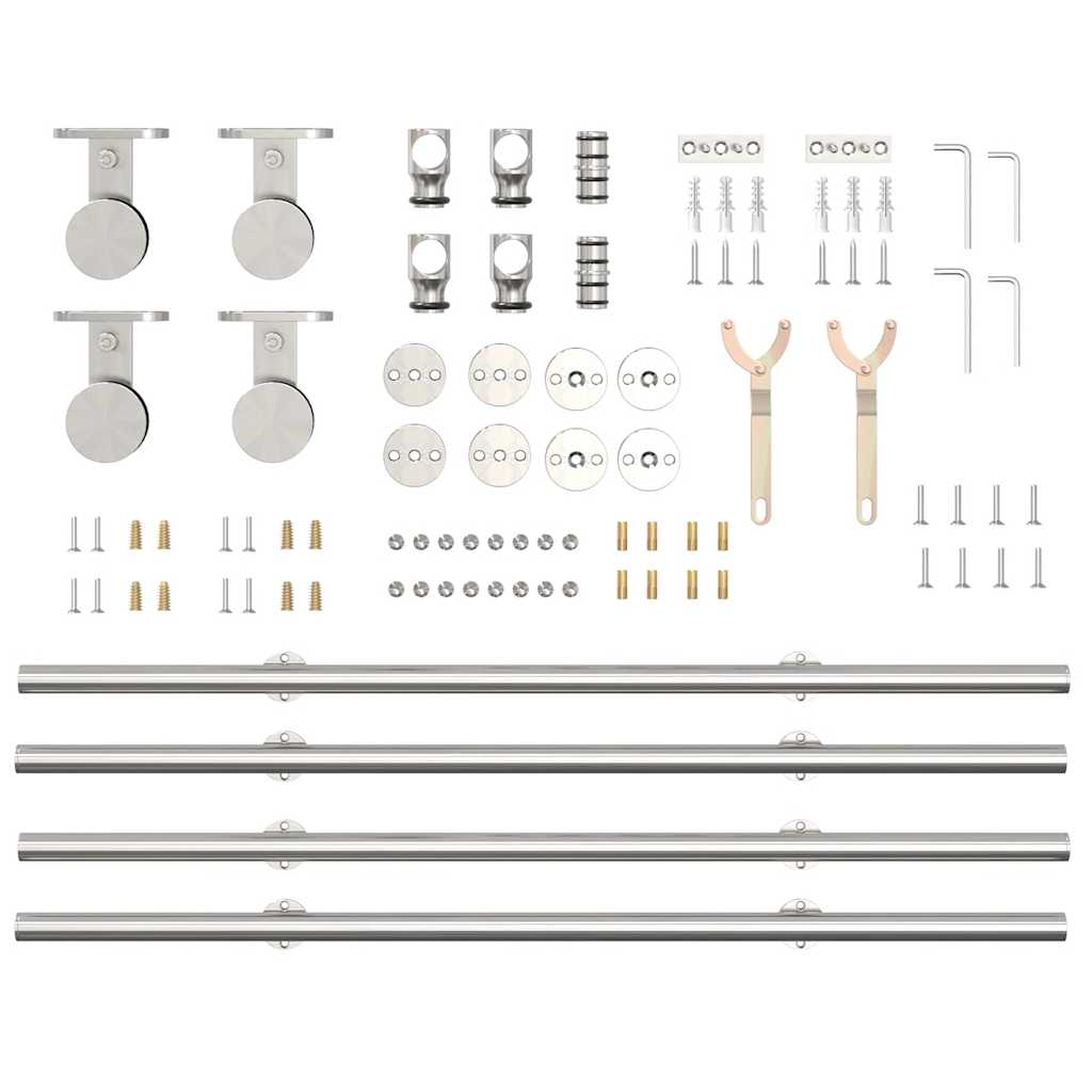 Kit de herrajes para puerta corredera 183 cm acero plateado