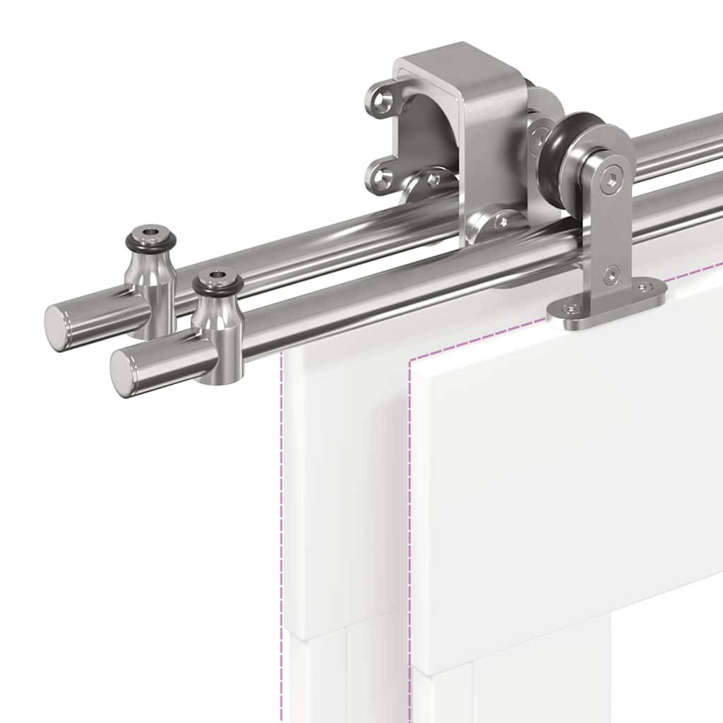 Kit de herrajes para puerta corredera 183 cm acero plateado