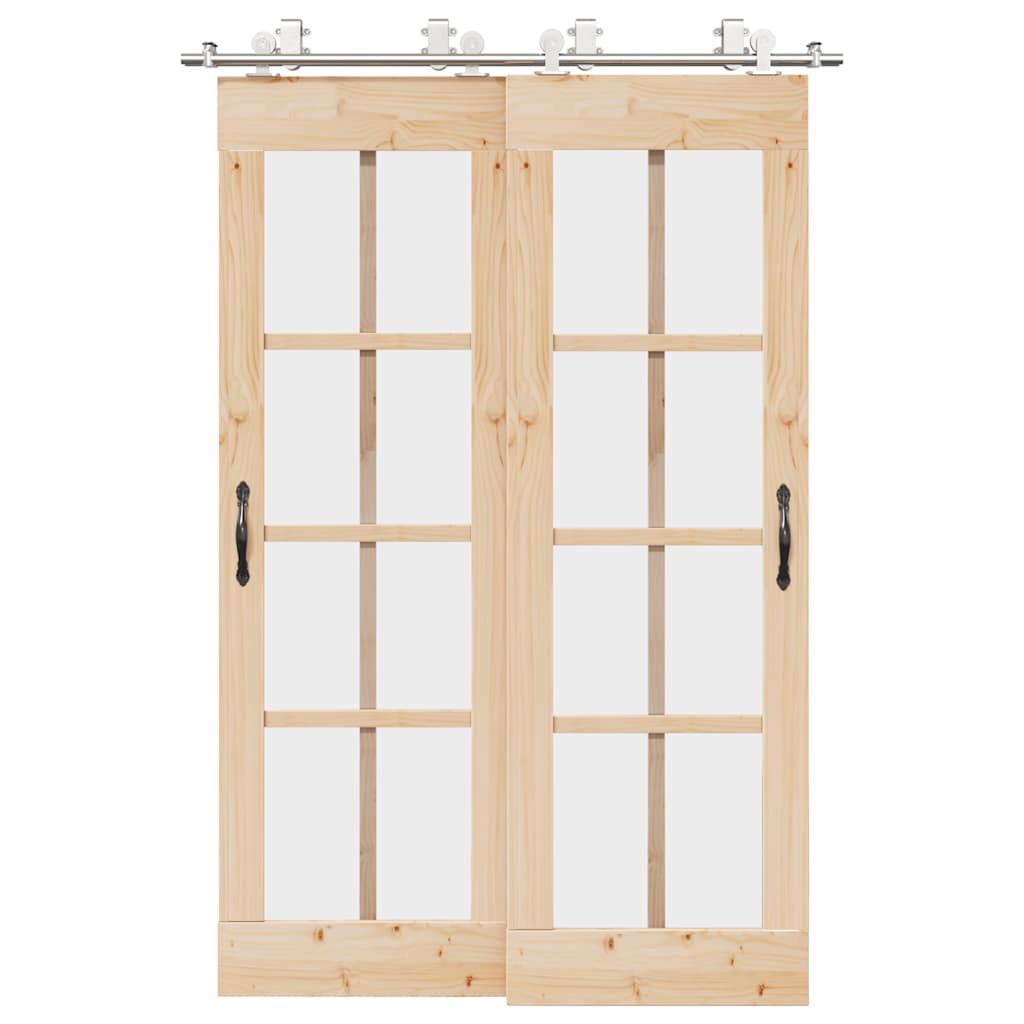 Kit de herrajes para puerta corredera 183 cm acero plateado