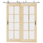 Kit de herrajes para puerta corredera 183 cm acero plateado