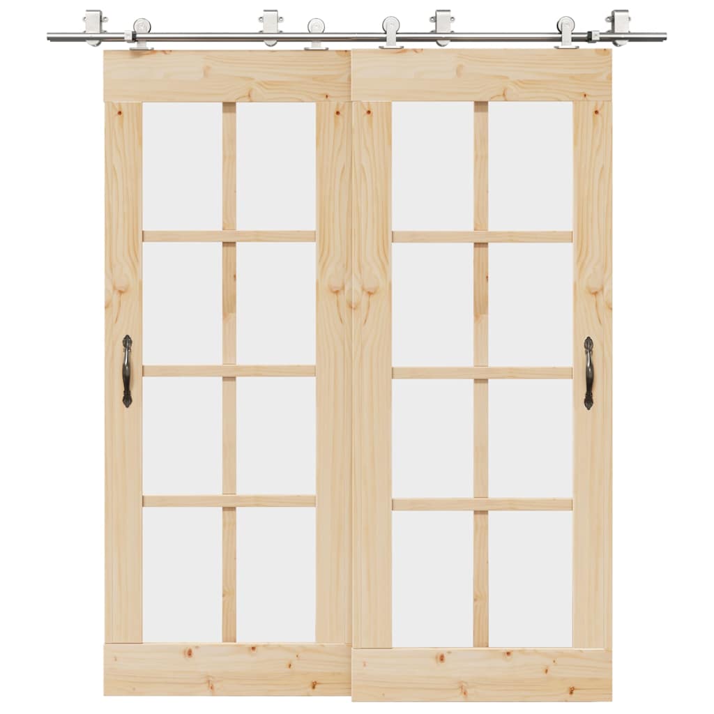 Kit de herrajes para puerta corredera 183 cm acero plateado
