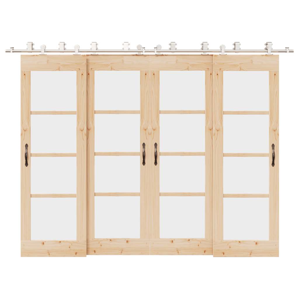 Kit de herrajes para puerta corredera 183 cm acero plateado