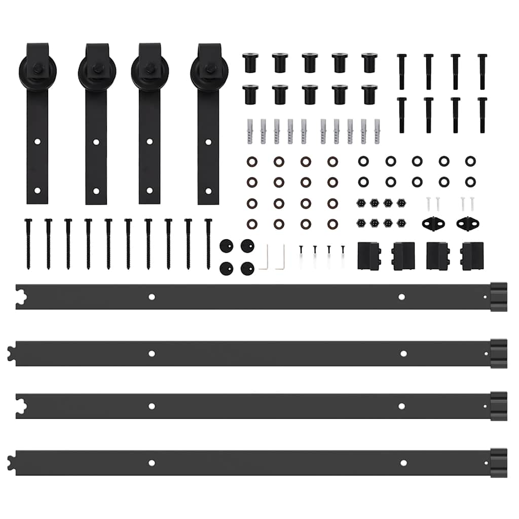 Kit de herrajes para puertas correderas acero negro 305 cm