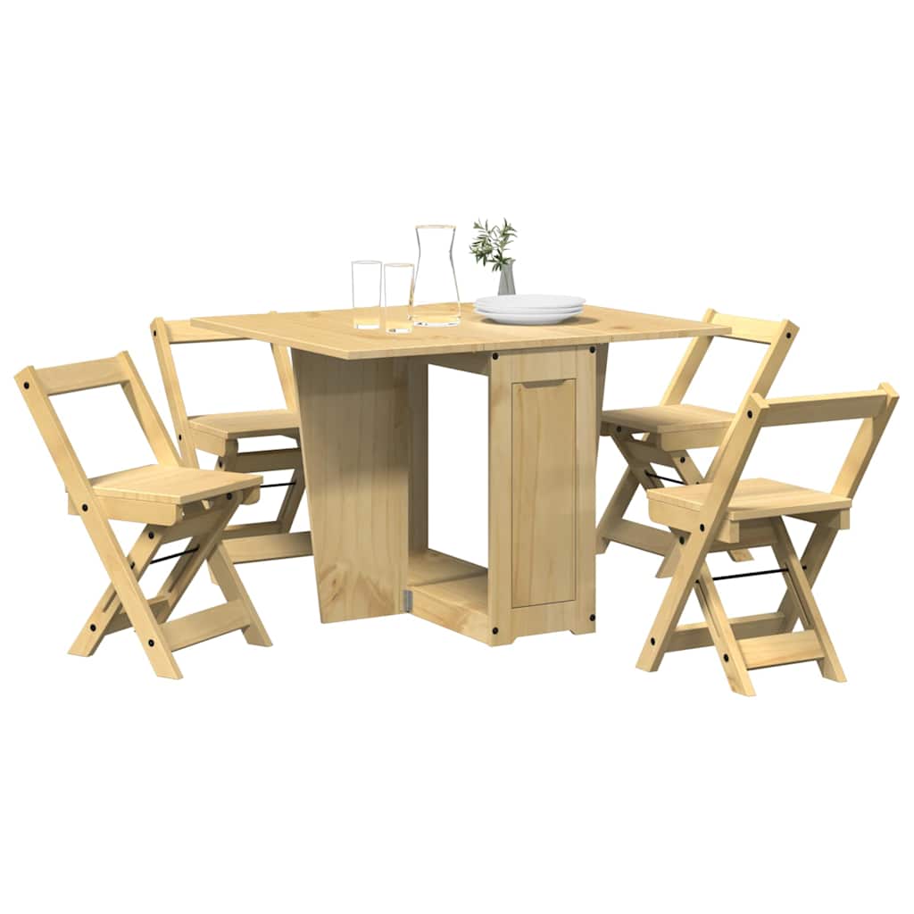 Set comedor plegable mariposa 5 pzas Corona madera pino blanco