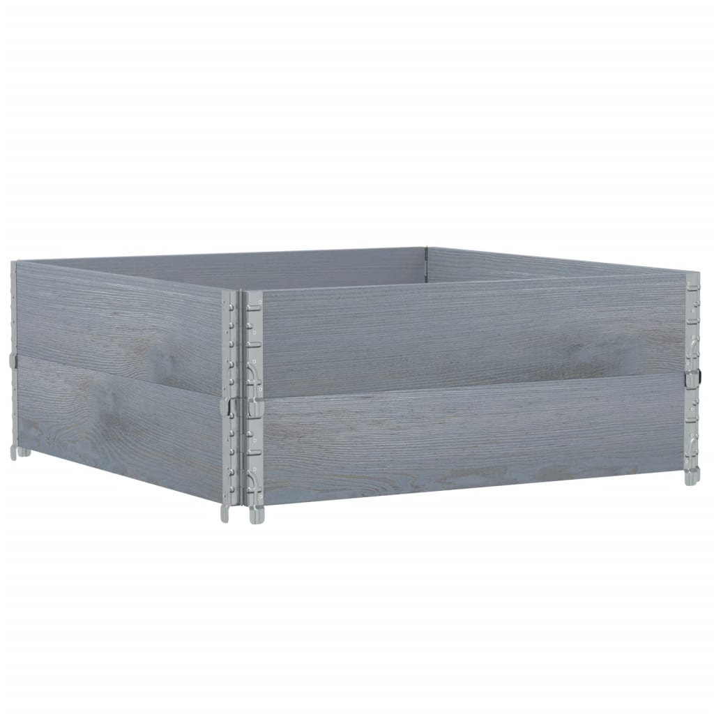 Collares de palets 2 uds madera maciza de pino gris 100x100 cm