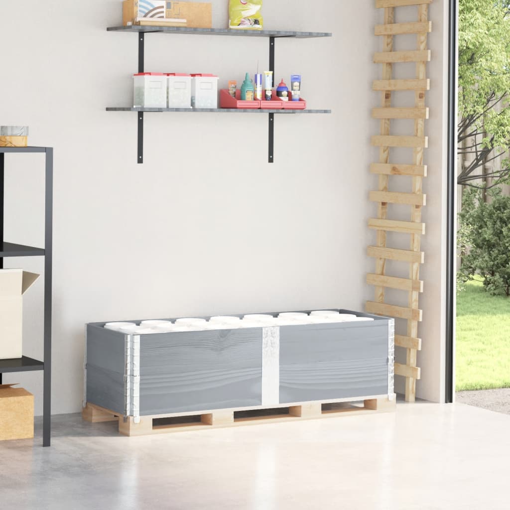Collares de palets 2 uds madera maciza de pino gris 100x100 cm
