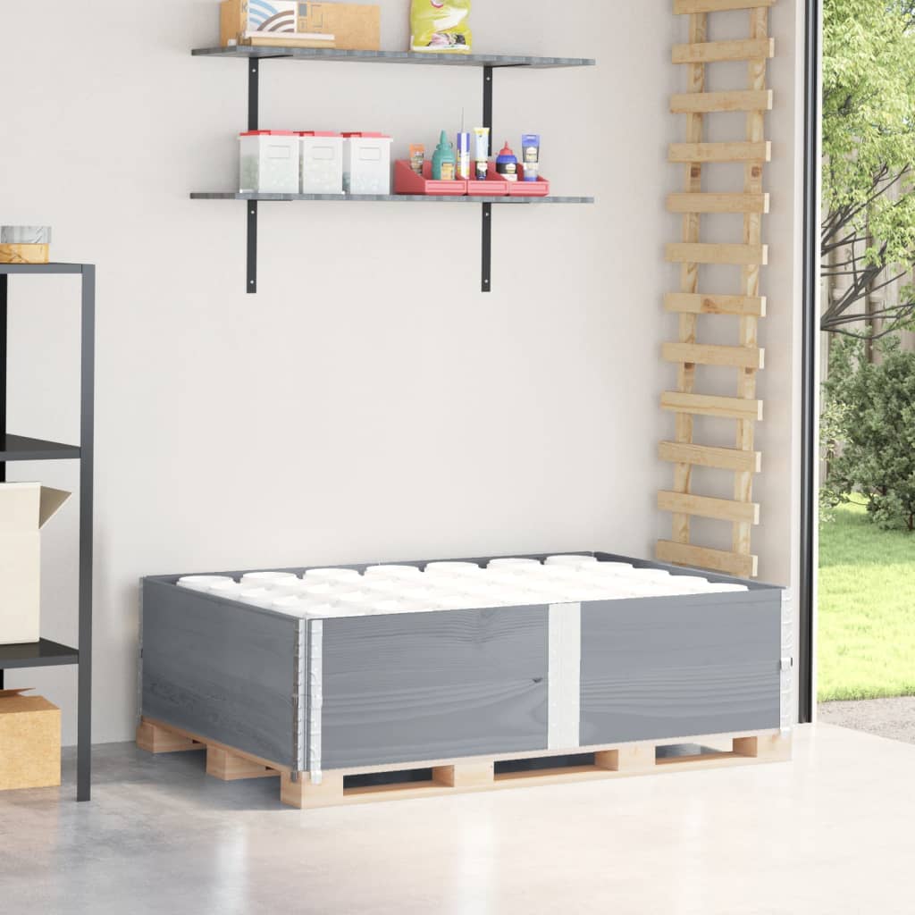Collares de palets 2 uds madera maciza de pino gris 100x100 cm