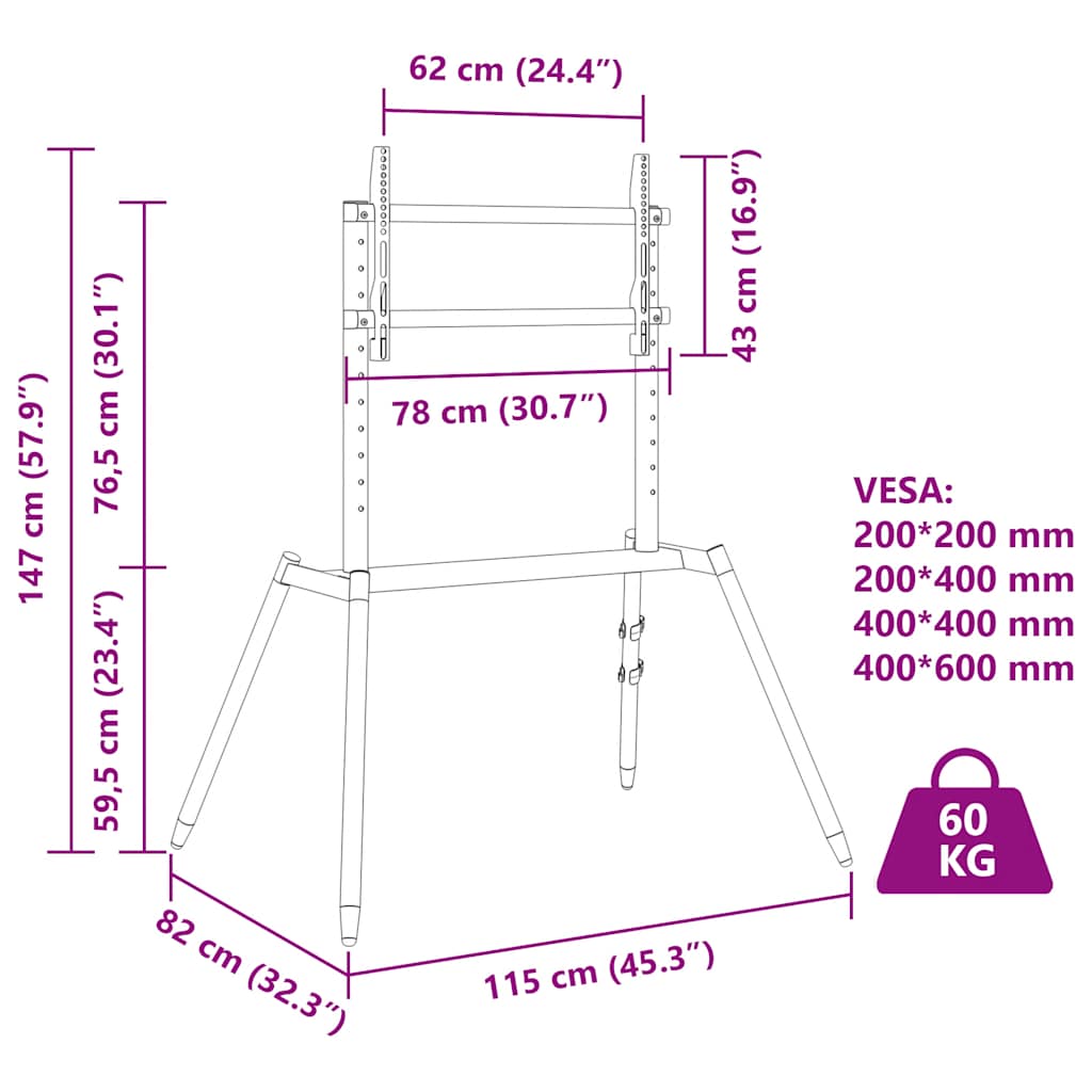 Soporte caballete TV pantalla 37-86" Max VESA 400x600 mm 60 kg