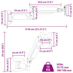 Soporte de pared para monitor máximo 27'' resorte de gas 10 kg