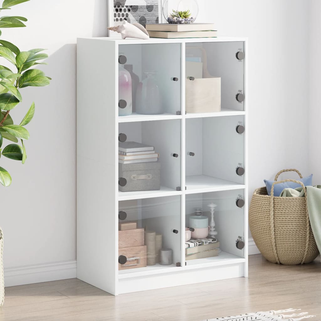 Aparador alto con puertas madera gris hormigón 68x37x109 cm