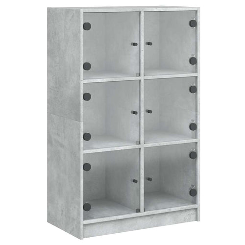 Aparador alto com portas madeira cinza betão 68x37x109 cm