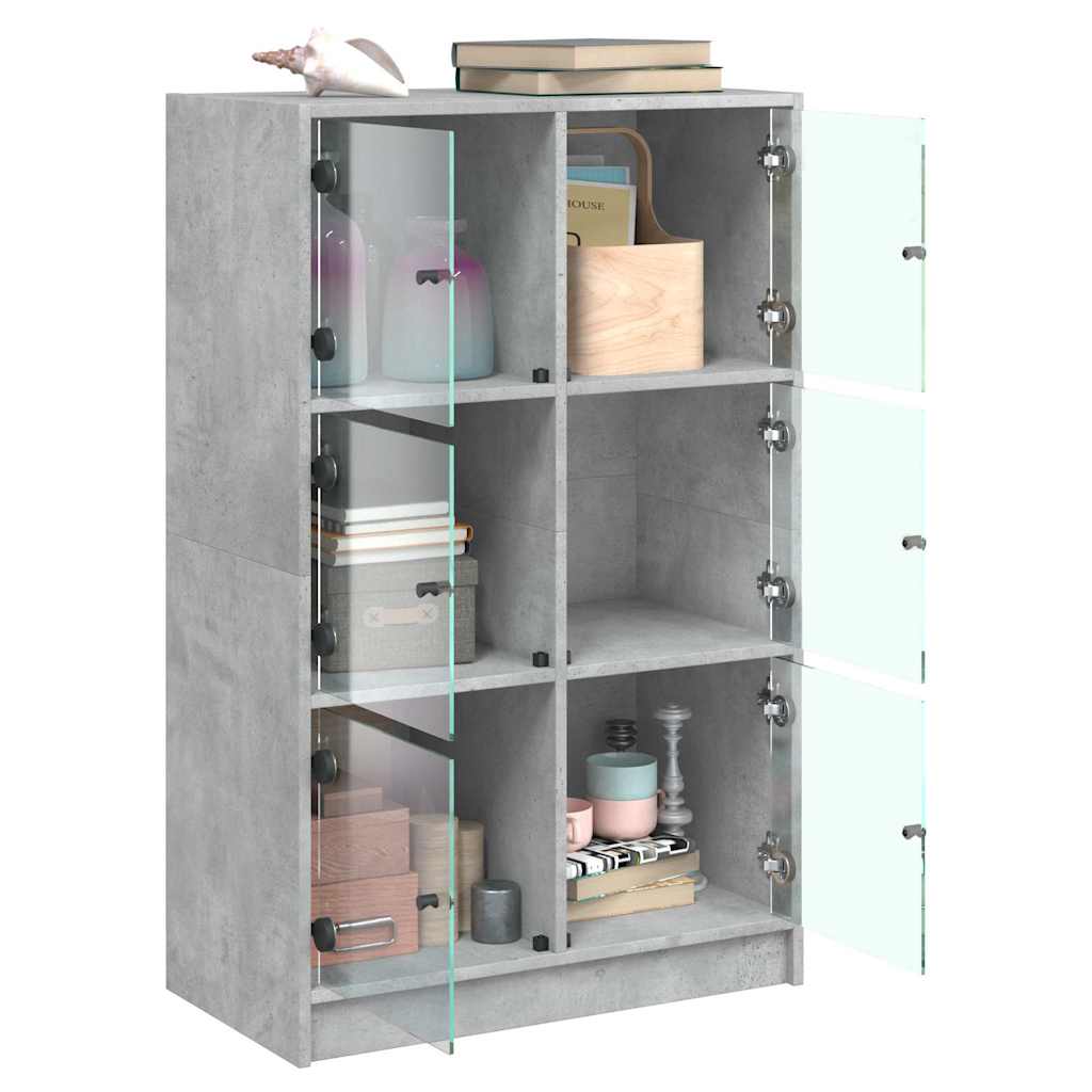 Aparador alto con puertas madera gris hormigón 68x37x109 cm