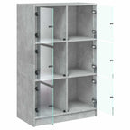 Aparador alto con puertas madera gris hormigón 68x37x109 cm