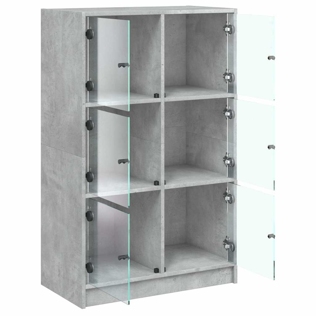 Aparador alto con puertas madera gris hormigón 68x37x109 cm