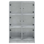 Aparador alto con puertas madera gris hormigón 68x37x109 cm
