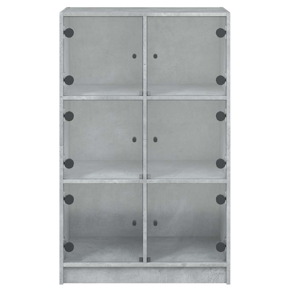 Aparador alto con puertas madera gris hormigón 68x37x109 cm