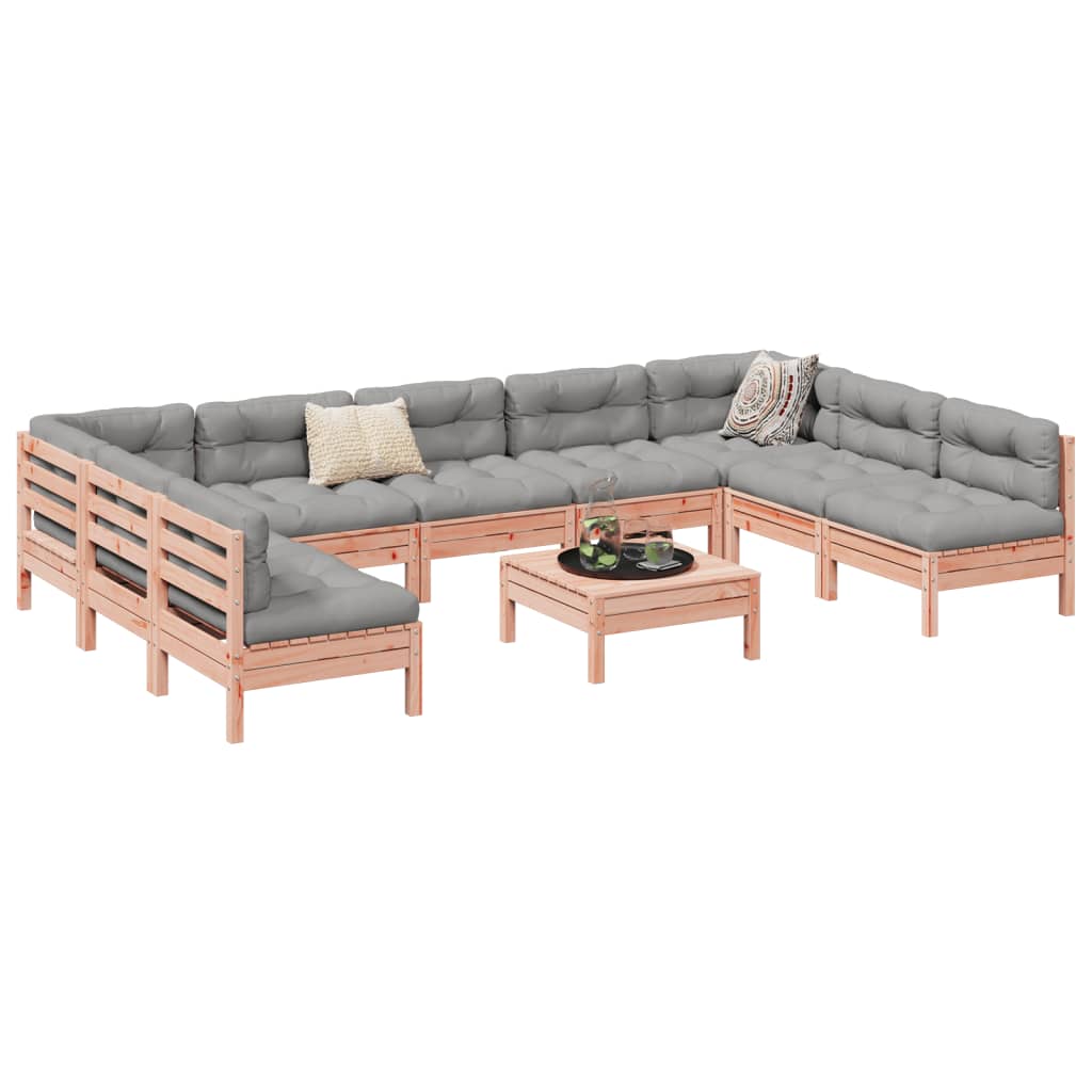 Set de sofás de jardín 10 pzas cojines ratán sintético negro