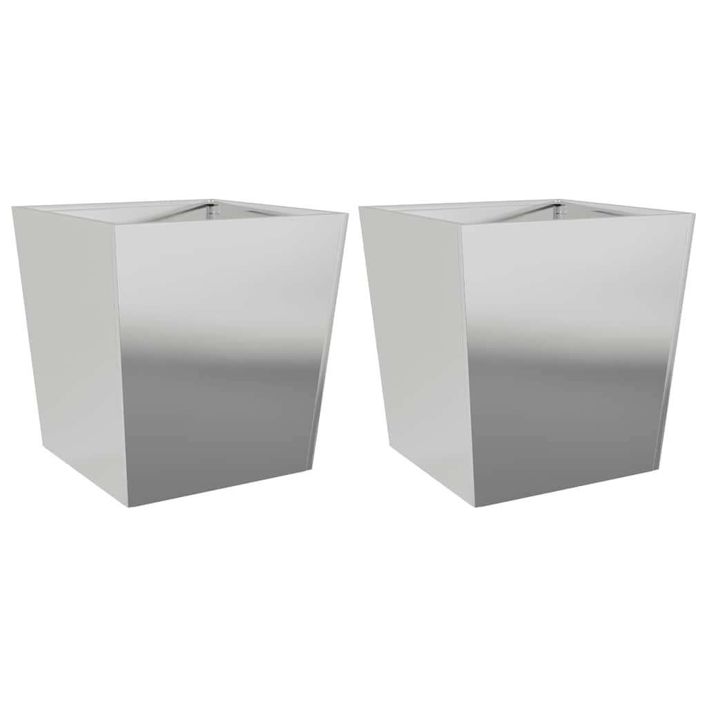 Jardineras 2 uds acero galvanizado 50x50x50 cm
