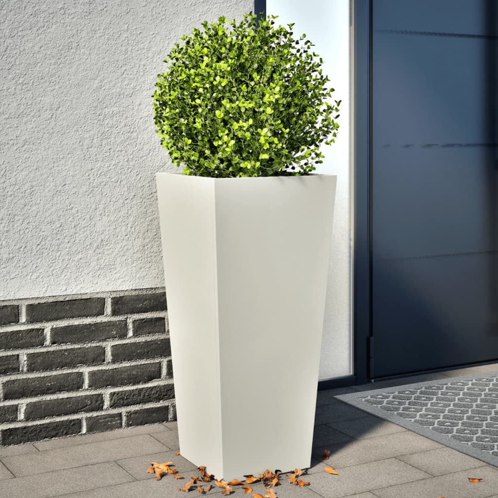 Jardineras 2 uds acero blanca 45x45x75 cm