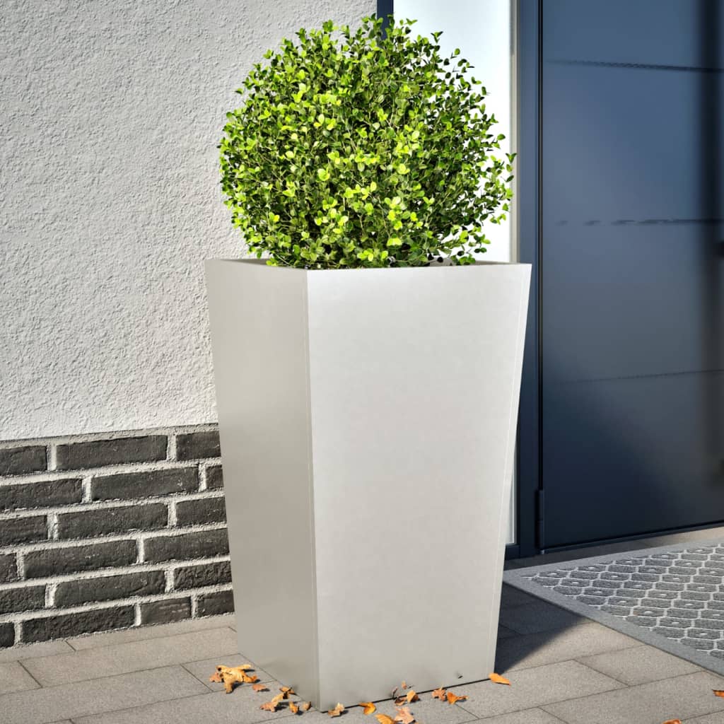 Jardineras 2 uds acero blanca 45x45x75 cm