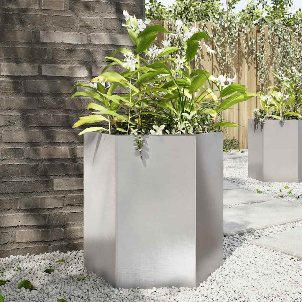 Jardinera hexagonal acero blanco 138x120x45 cm