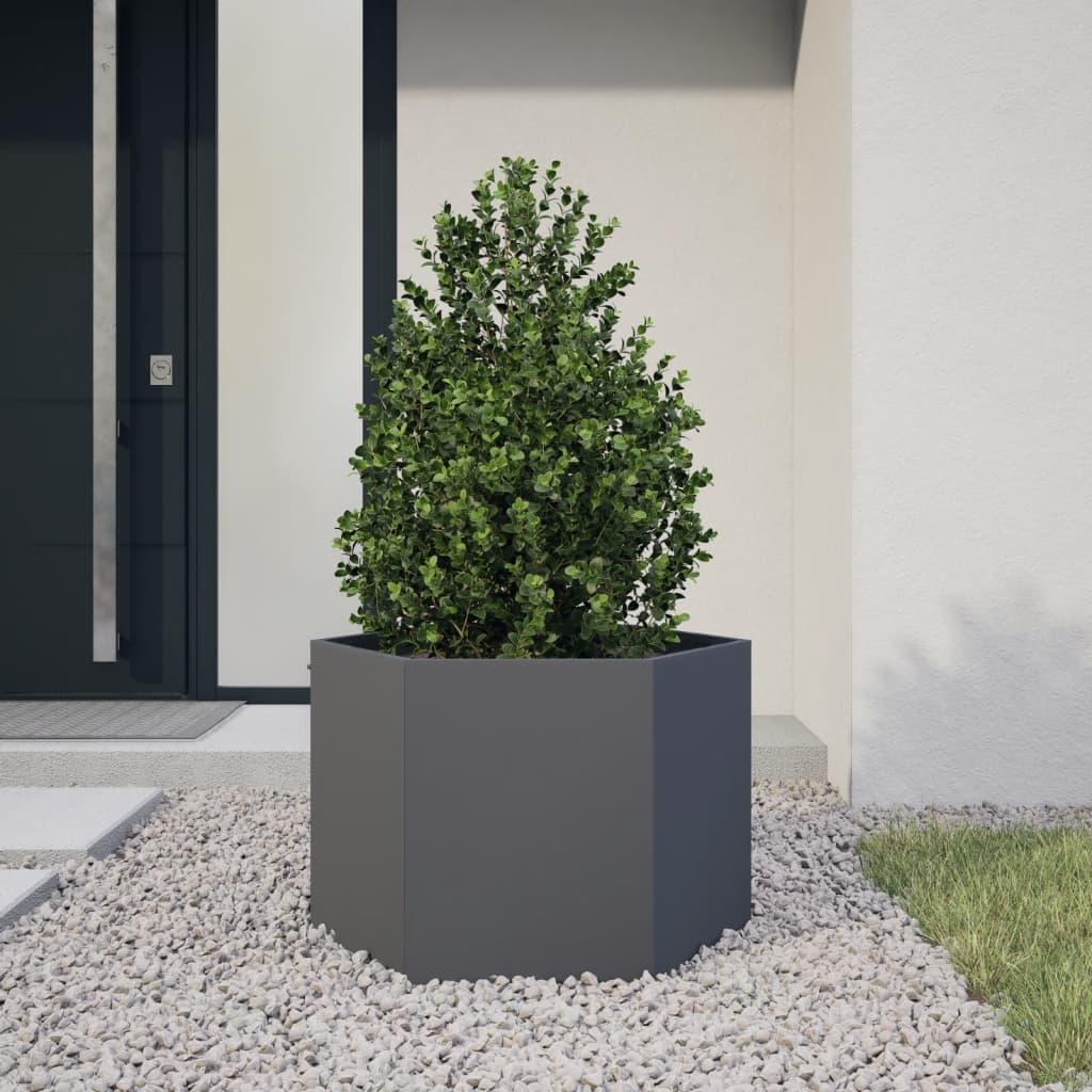 Jardinera hexagonal acero blanco 138x120x45 cm
