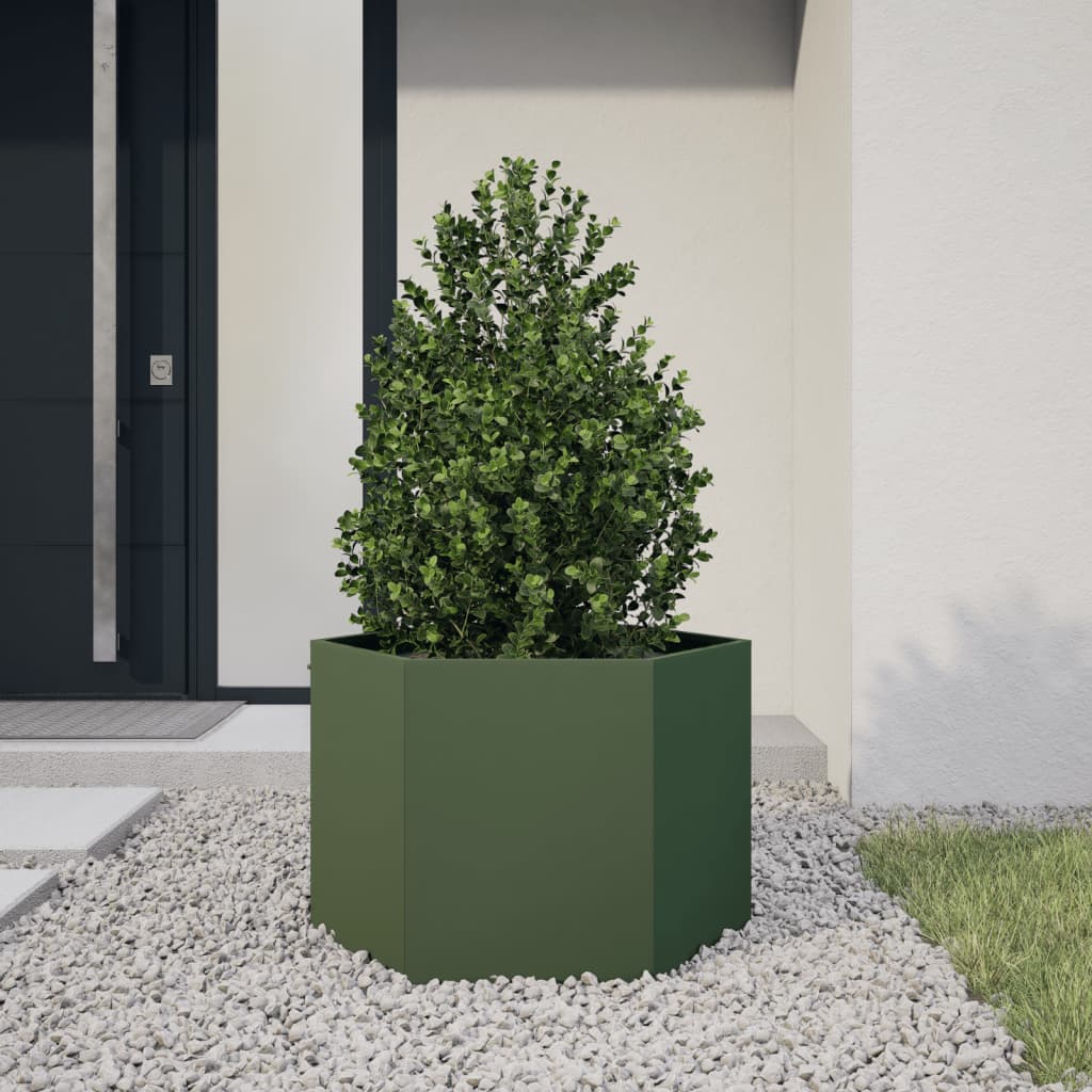Jardinera hexagonal acero blanco 138x120x45 cm