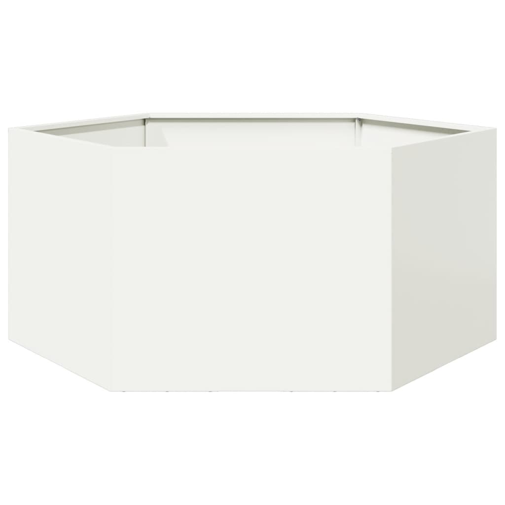 Jardinera hexagonal acero blanco 138x120x45 cm