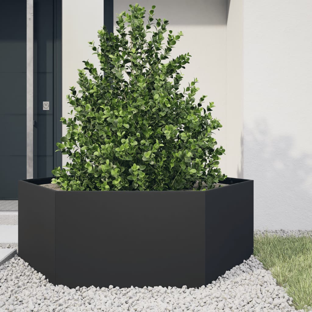 Jardinera hexagonal acero blanco 138x120x45 cm