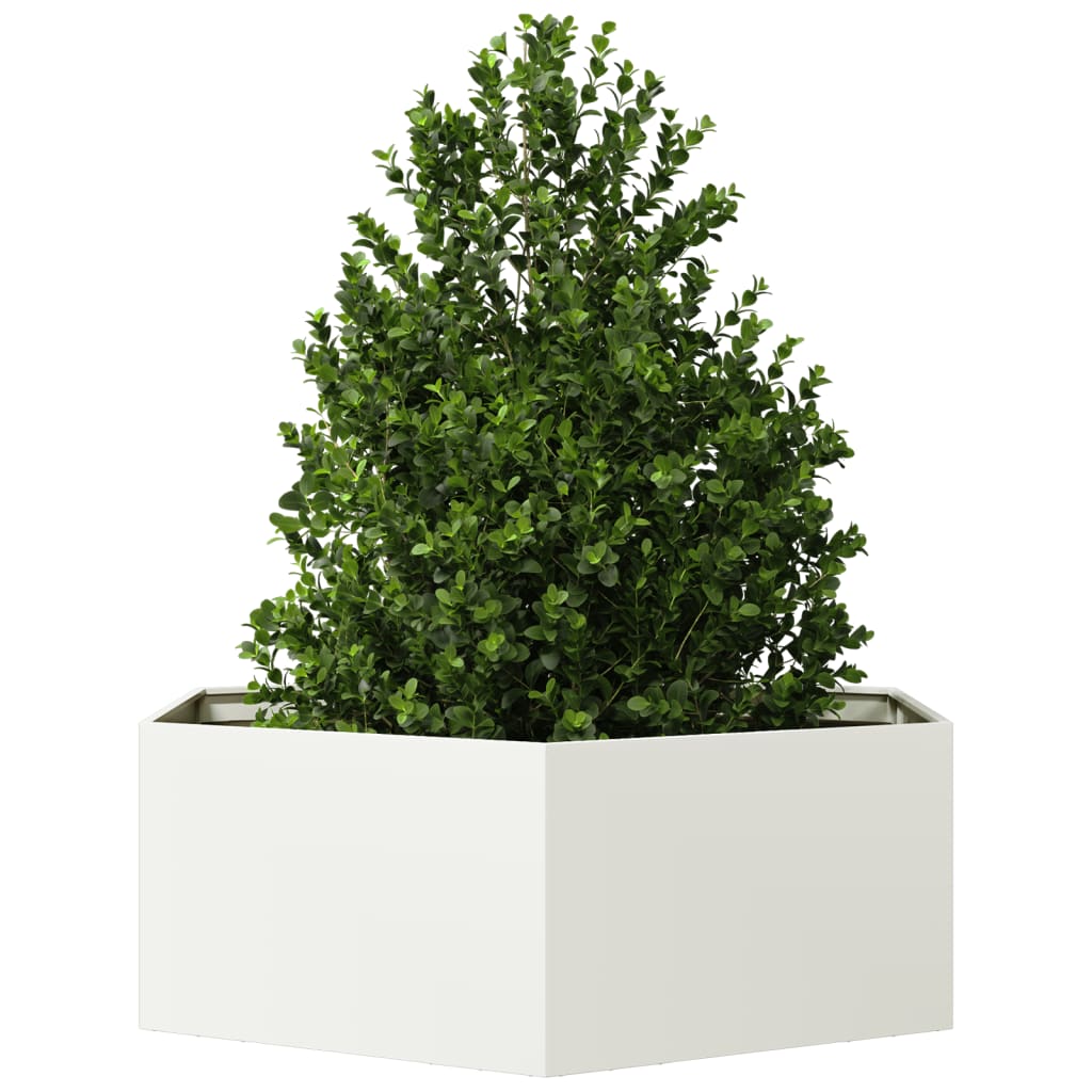 Jardinera hexagonal acero blanco 138x120x45 cm