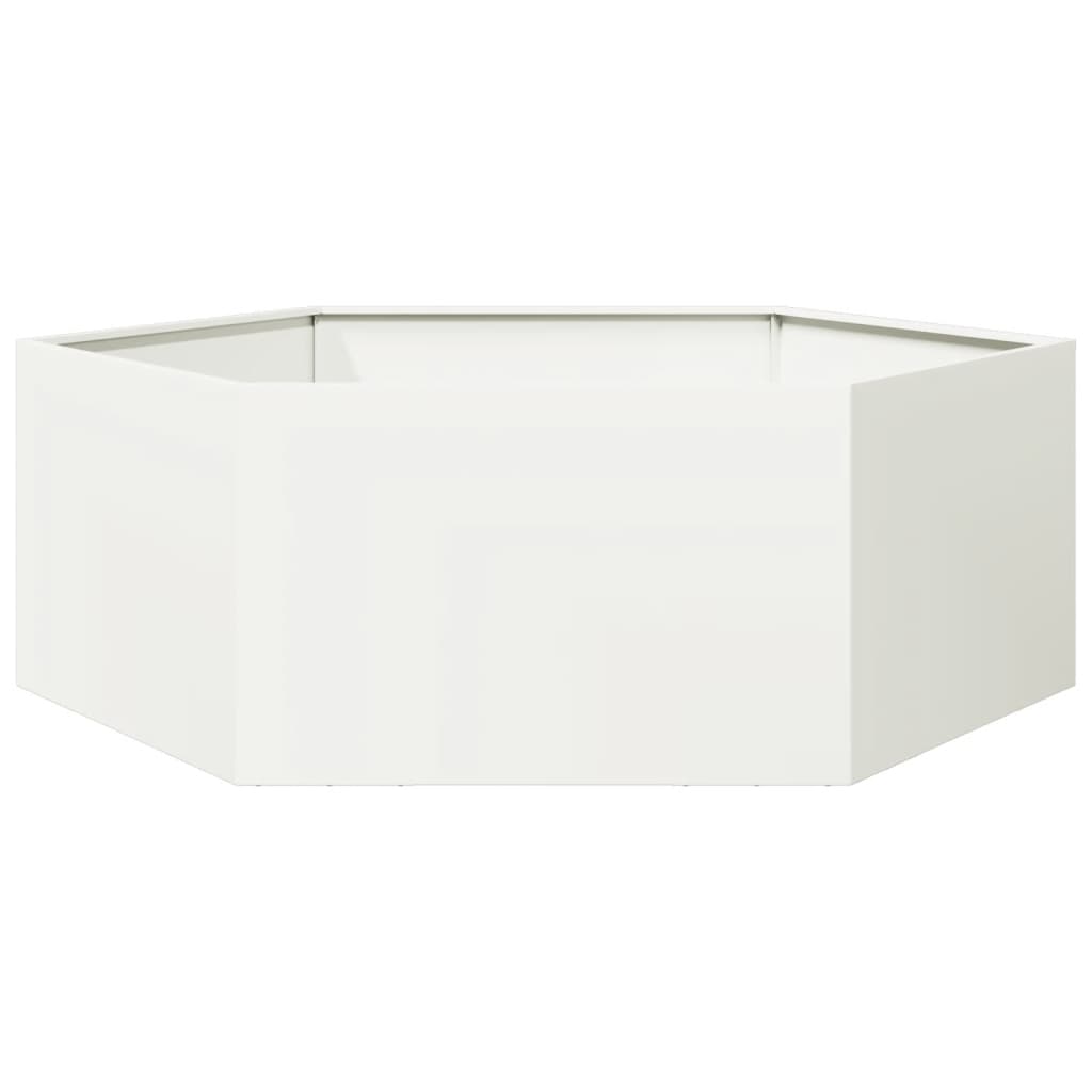 Jardinera hexagonal acero blanco 138x120x45 cm