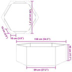 Jardinera hexagonal acero blanco 138x120x45 cm