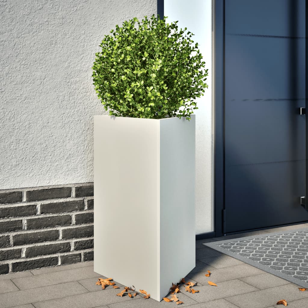 Jardinera acero blanca 35x35x75 cm